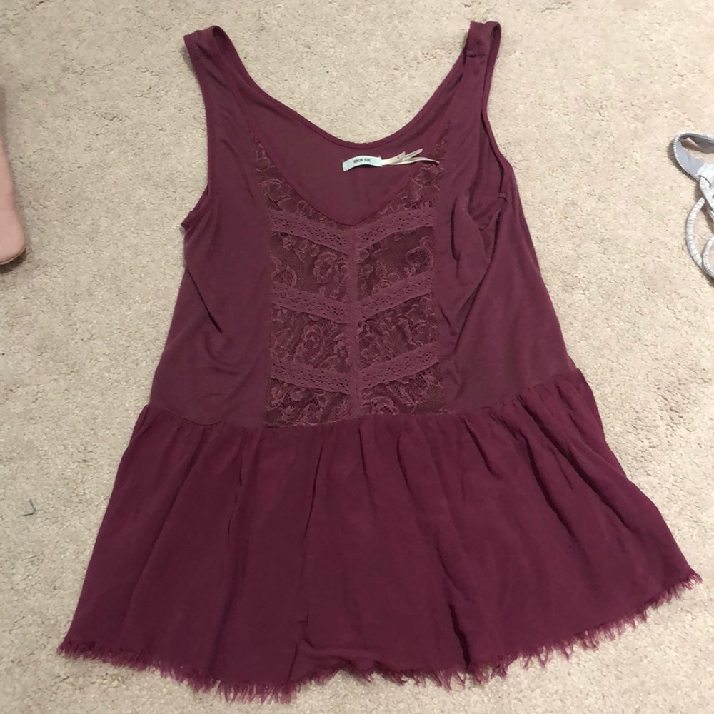 Maroon delicate peplum top